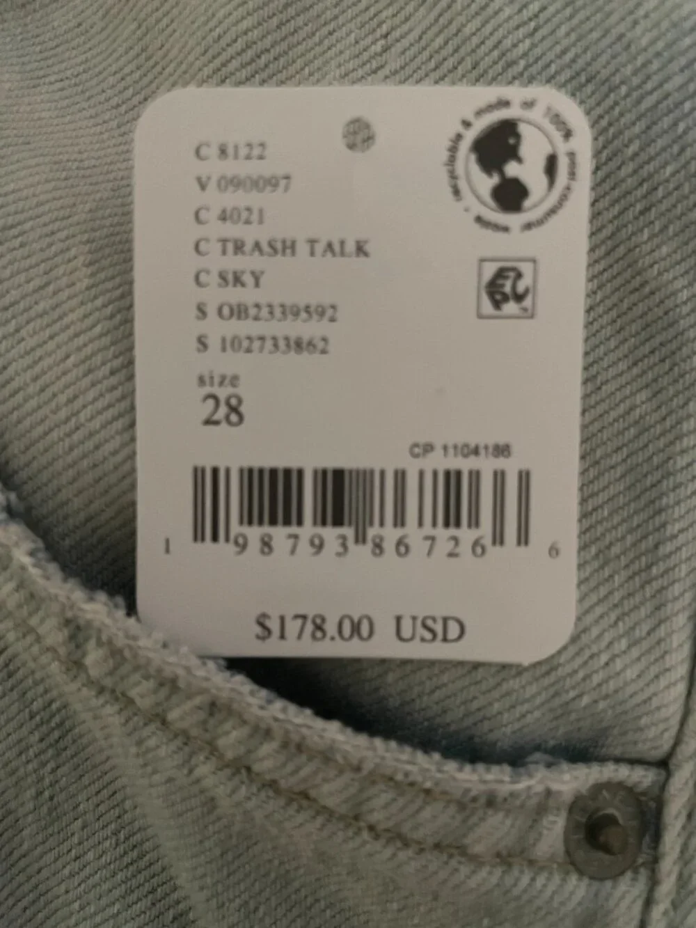 NWT Current We The Free Don't Wait Up Baggy Jeans Distressed Drawcord Sz 28 $178